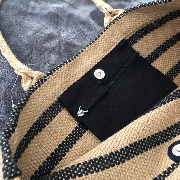 Stripped straw tote bag - Picture 1 of 5